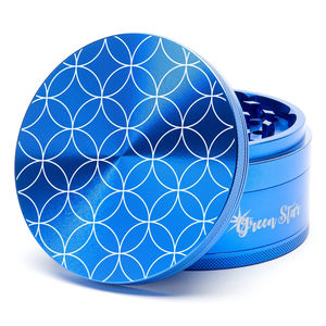 Green Star Novelty Large 4-Piece Grinder - Style:Circles - Color:Blue