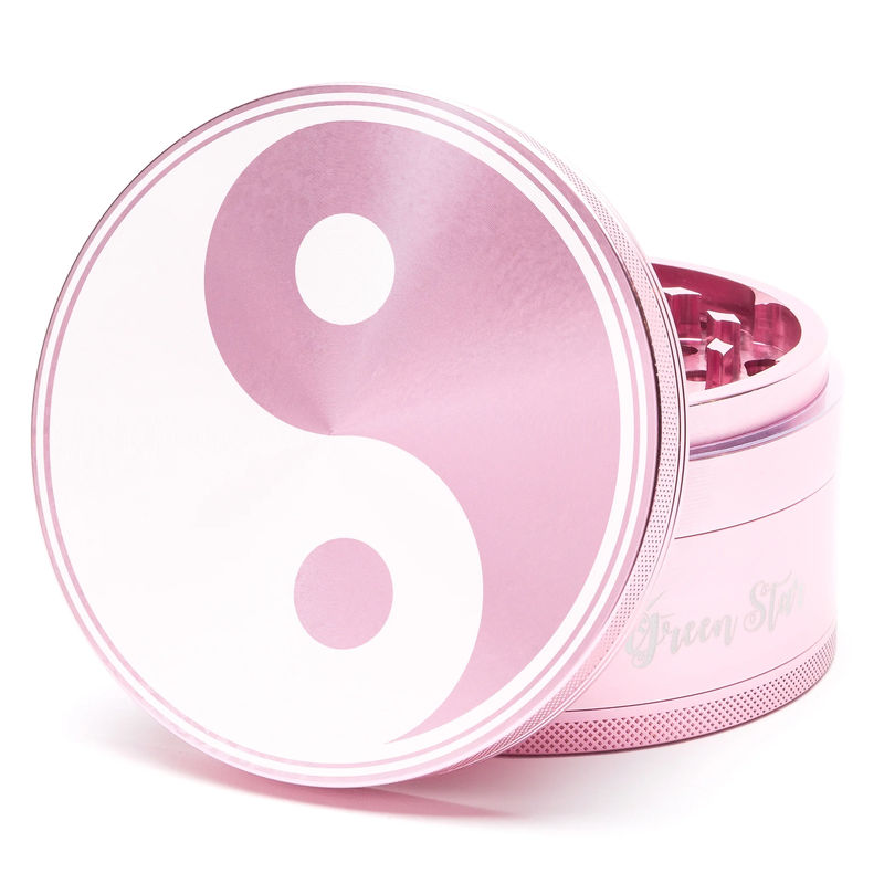 Green Star Novelty Large 4-Piece Grinder - Style:Yin Yang - Color:Pink