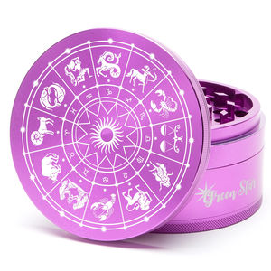 Green Star Novelty Large 4-Piece Grinder - Style:Horoscope - Color:Purple