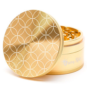 Green Star Novelty Large 4-Piece Grinder - Style:Circles - Color:Gold