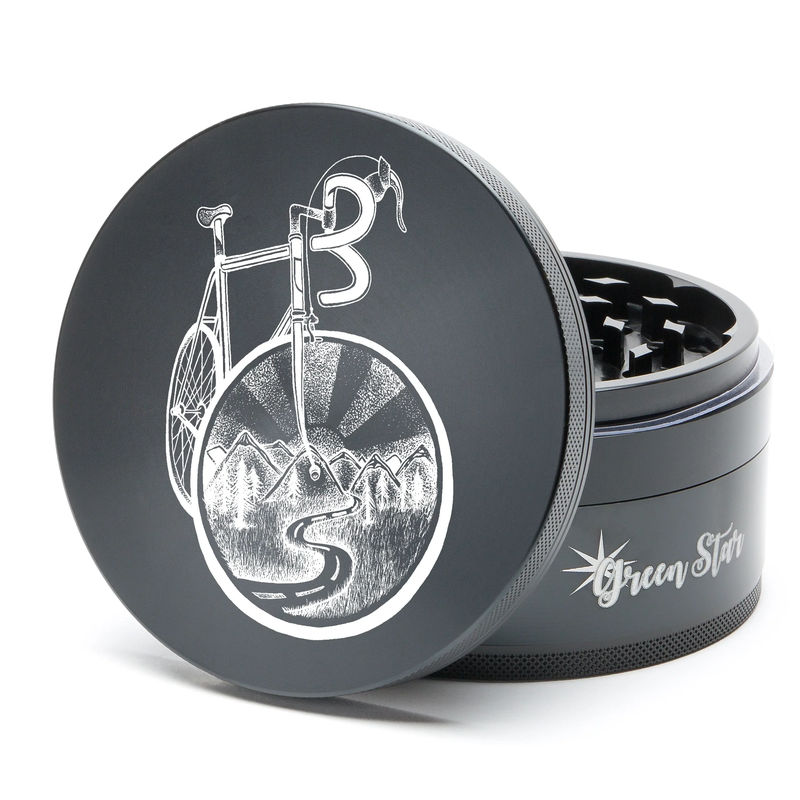 Green Star Novelty Large 4-Piece Grinder - Style:Bicycle - Color:Black