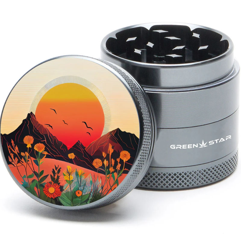 Green Star Scenic Small 4-Piece Grinder - Style:Spring Sunset - Color:Grey