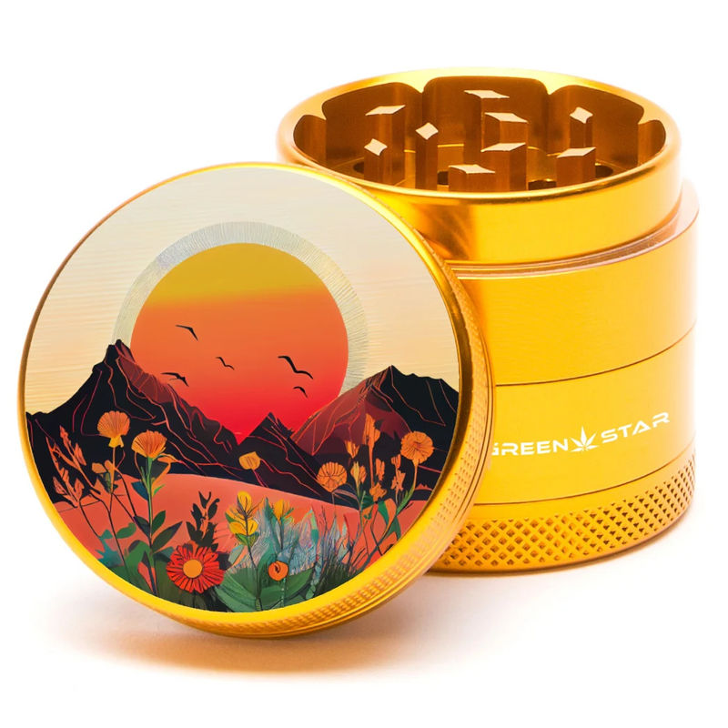 Green Star Scenic Small 4-Piece Grinder - Style:Spring Sunset - Color:Gold