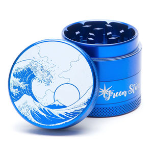 Green Star Scenic Small 4-Piece Grinder - Style:Wave - Color:Blue