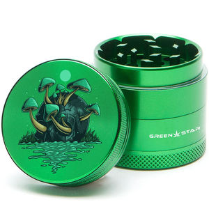 Green Star Scenic Small 4-Piece Grinder - Style:Skull Mushrooms - Color:Green