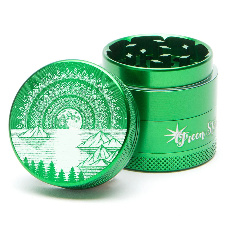 Green Star Scenic Small 4-Piece Grinder - Style:Mountain Mandala - Color:Green