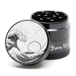 Green Star Scenic Small 4-Piece Grinder - Style:Wave - Color:Black