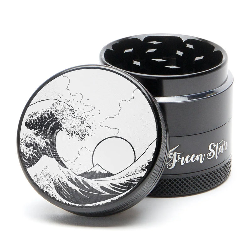 Green Star Scenic Small 4-Piece Grinder - Style:Wave - Color:Black