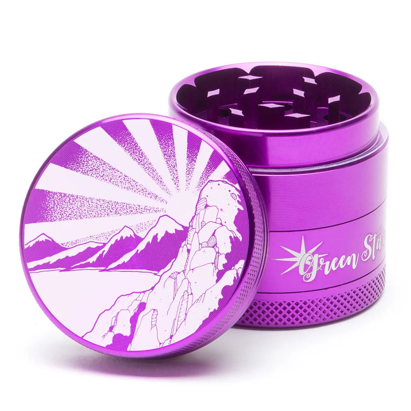 Green Star Scenic Small 4-Piece Grinder - Style:Rising Sun Mountain - Color:Purple