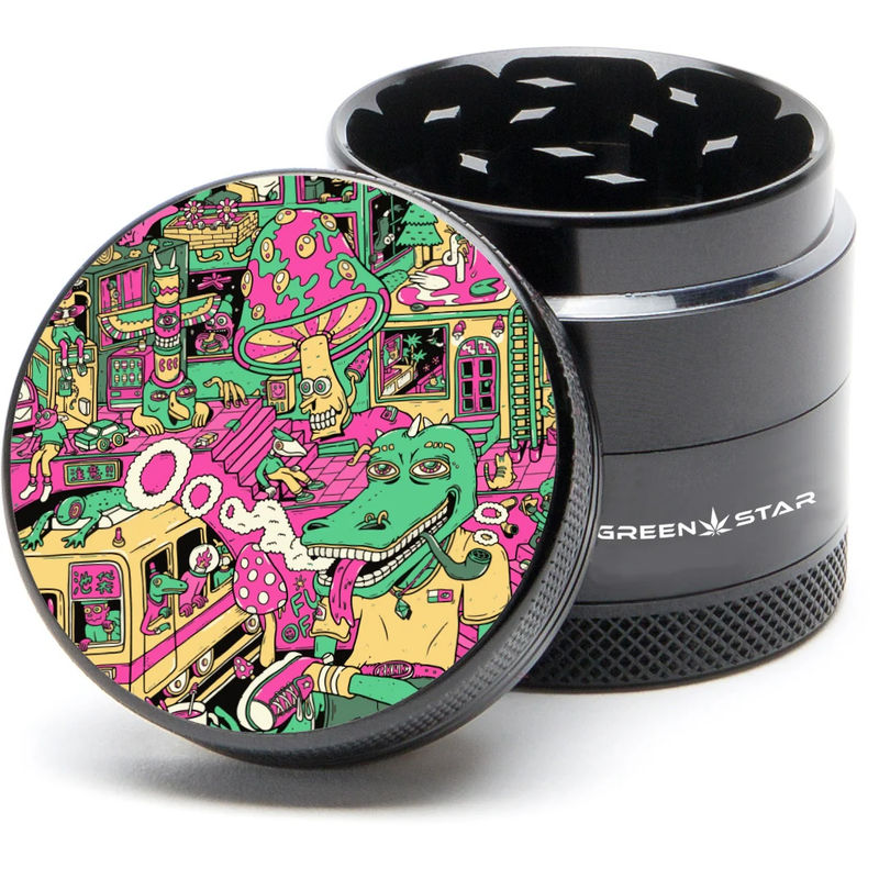 Green Star Scenic Small 4-Piece Grinder - Style:Chilled Out - Color:Black