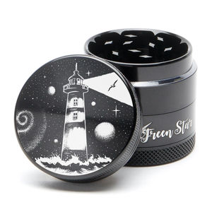 Green Star Scenic Small 4-Piece Grinder - Style:Lighthouse - Color:Black