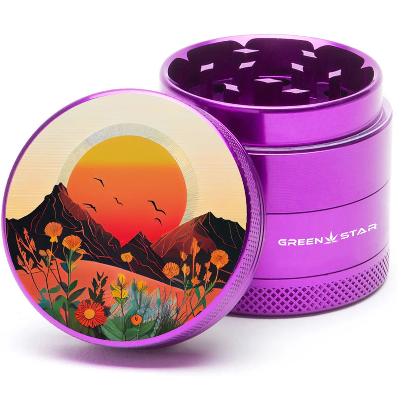 Green Star Scenic Small 4-Piece Grinder - Style:Spring Sunset - Color:Purple