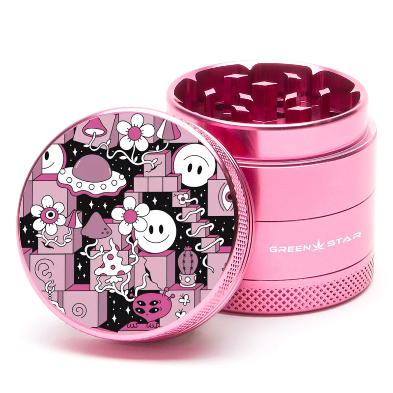 Green Star Scenic Small 4-Piece Grinder - Style:Block Trip - Color:Pink