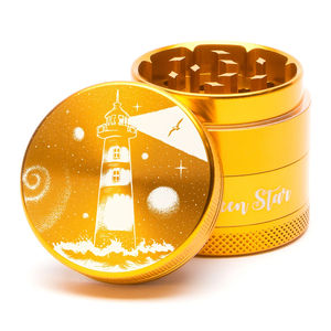 Green Star Scenic Small 4-Piece Grinder - Style:Lighthouse - Color:Gold