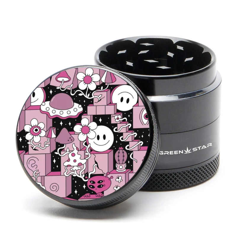 Green Star Scenic Small 4-Piece Grinder - Style:Block Trip - Color:Black