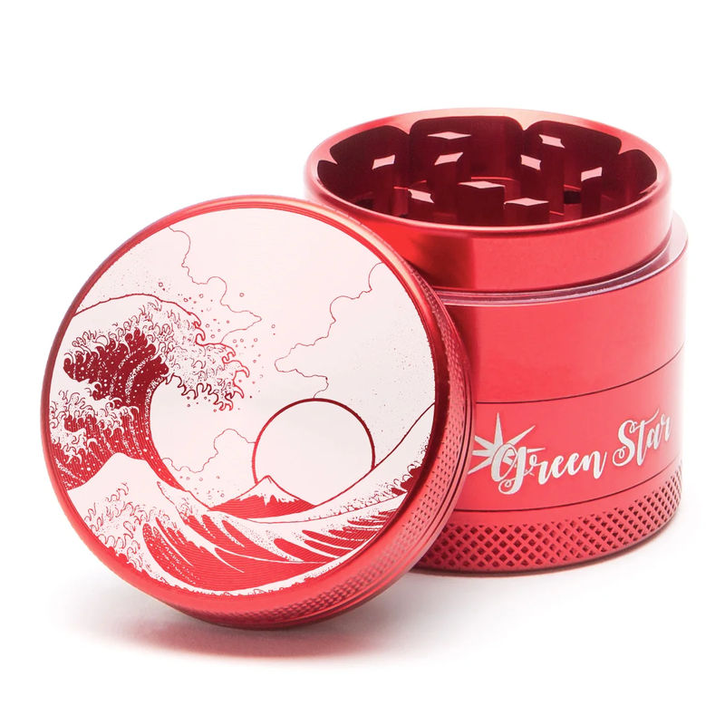Green Star Scenic Small 4-Piece Grinder - Style:Wave - Color:Red