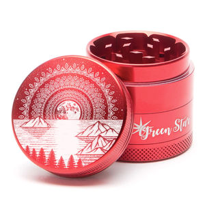 Green Star Scenic Small 4-Piece Grinder - Style:Mountain Mandala - Color:Red