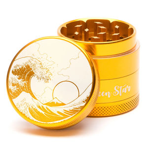 Green Star Scenic Small 4-Piece Grinder - Style:Wave - Color:Gold