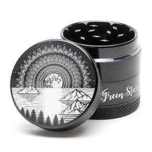 Green Star Scenic Small 4-Piece Grinder - Style:Mountain Mandala - Color:Black
