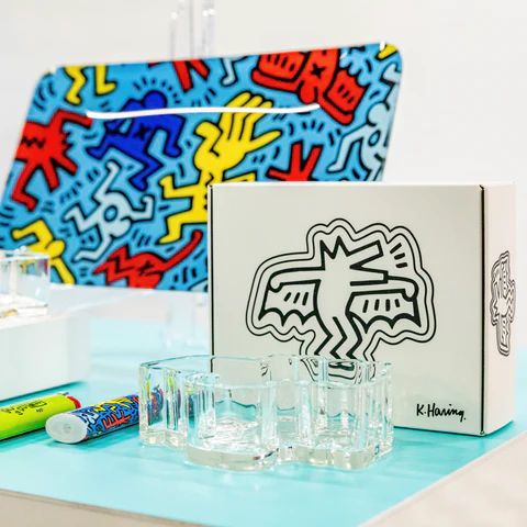 K Haring Dog Bat Glass Catchall