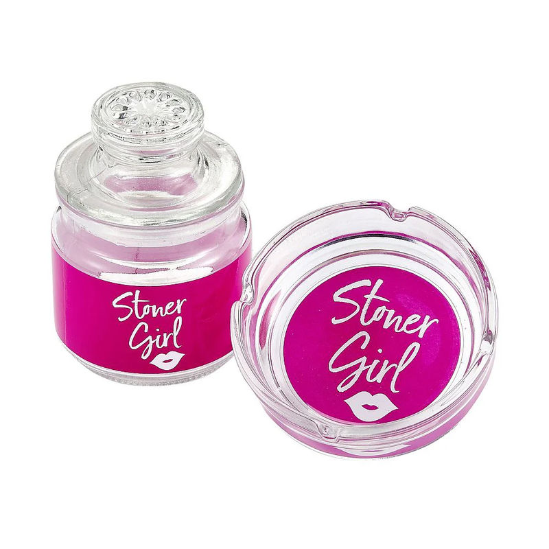 Roast & Toast Ashtray & Stash Jar Set - Design:Stoner Girl