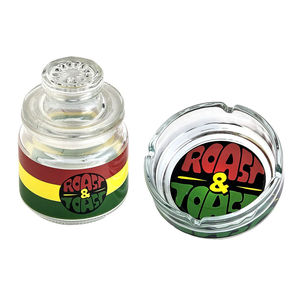 Roast & Toast Ashtray & Stash Jar Set - Design:Rasta