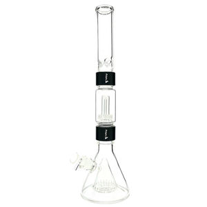 Prism Pipes Pyramid Perc Beaker Bong - Style:Showerhead Perc (20" inches) - Color:Clear & Black