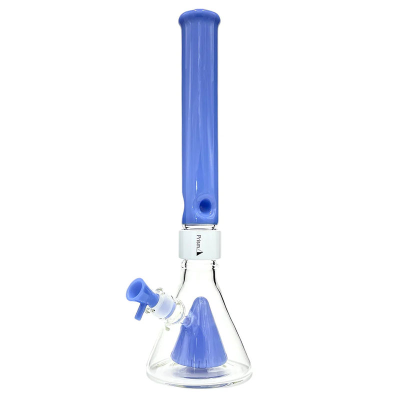 Prism Pipes Pyramid Perc Beaker Bong - Style:Standard (18” inches) - Color:Blueberry & White