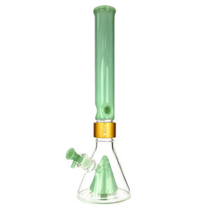 Prism Pipes Pyramid Perc Beaker Bong - Style:Standard (18” inches) - Color:Mint & Gold