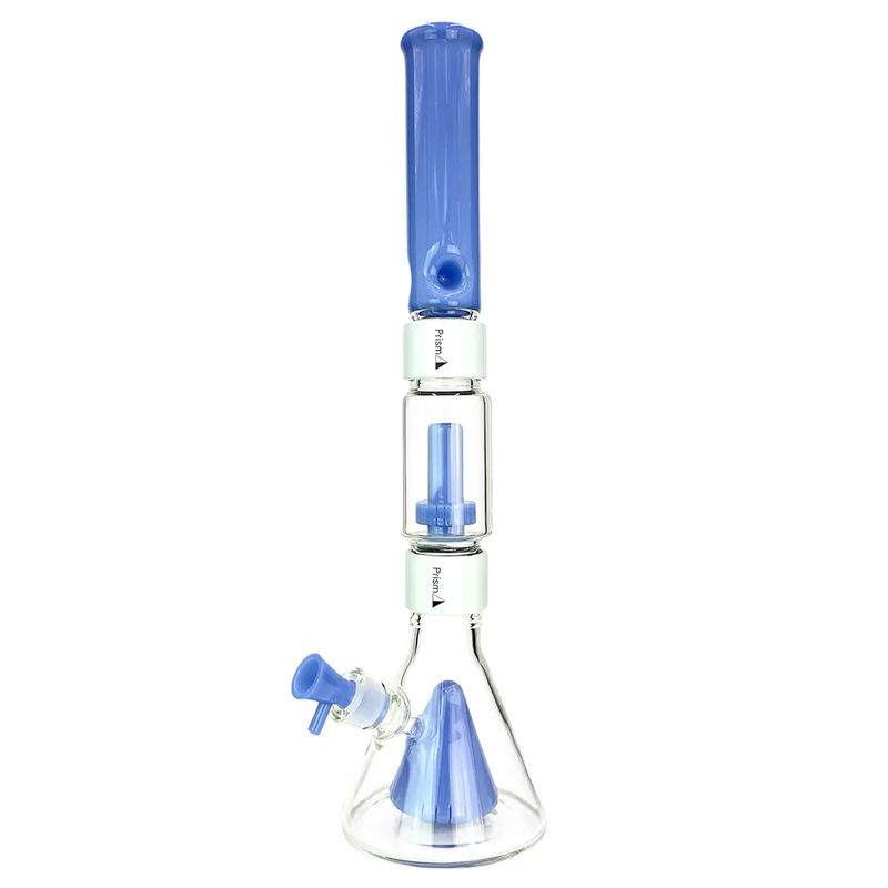 Prism Pipes Pyramid Perc Beaker Bong - Style:Showerhead Perc (20" inches) - Color:Blueberry & White
