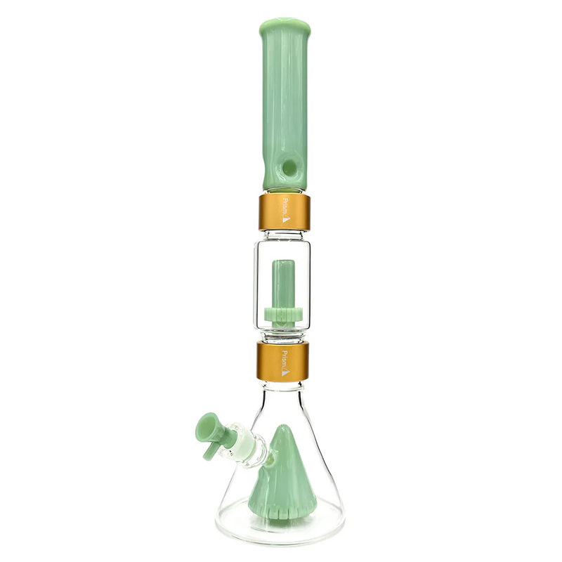 Prism Pipes Pyramid Perc Beaker Bong - Style:Showerhead Perc (20" inches) - Color:Mint & Gold