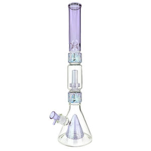 Prism Pipes Pyramid Perc Beaker Bong - Style:Showerhead Perc (20" inches) - Color:Grape & Tie-Dye