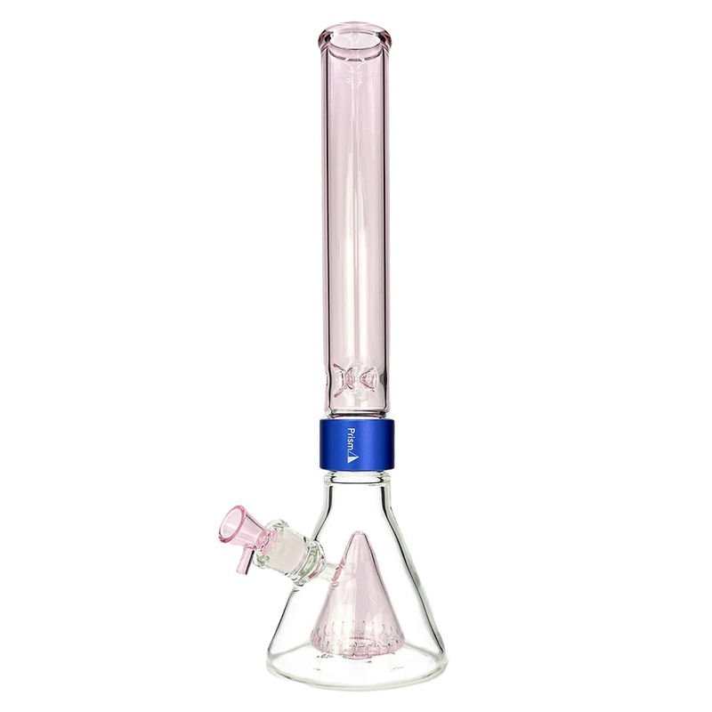 Prism Pipes Pyramid Perc Beaker Bong - Style:Standard (18” inches) - Color:Pink & Blue