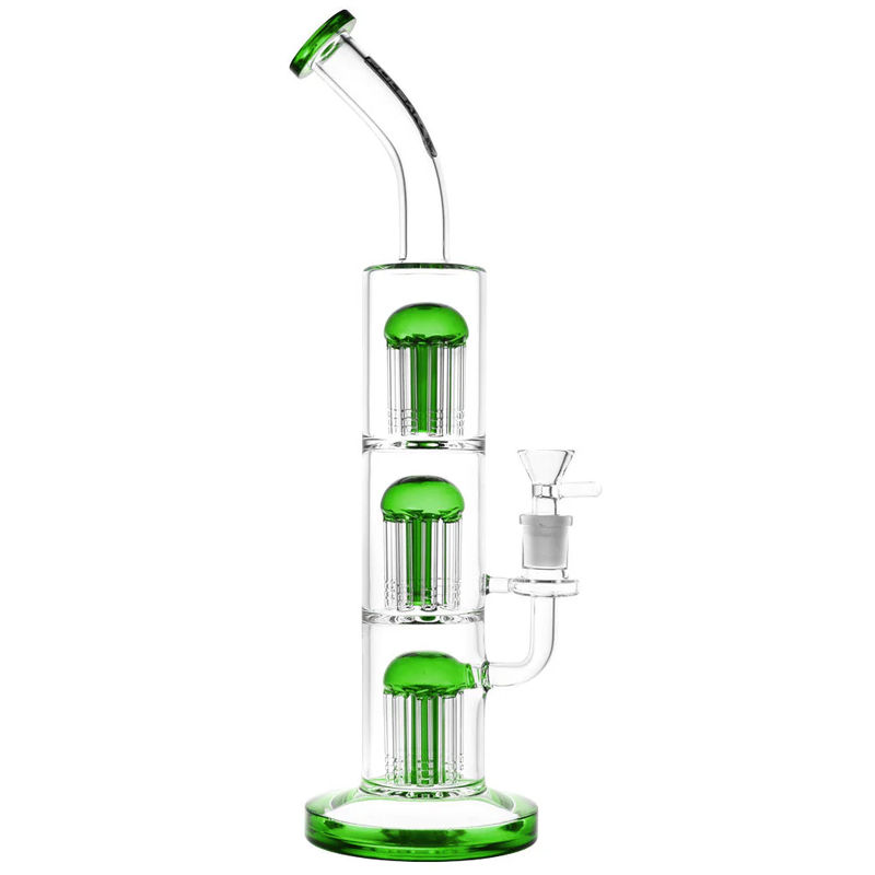 Pulsar 14” Triple Jellyfish Perc Bong - Accent Colors:Green