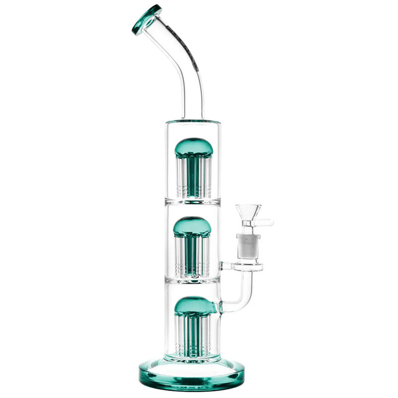 Pulsar 14” Triple Jellyfish Perc Bong - Accent Colors:Teal