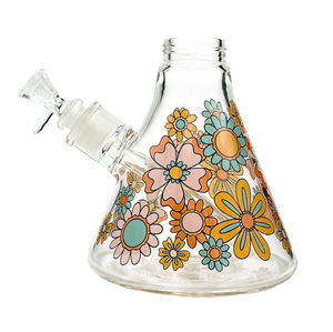 Prism Pipes Replacement Custom Bong Bases - Type:Classic Beaker - Design:Flower Power