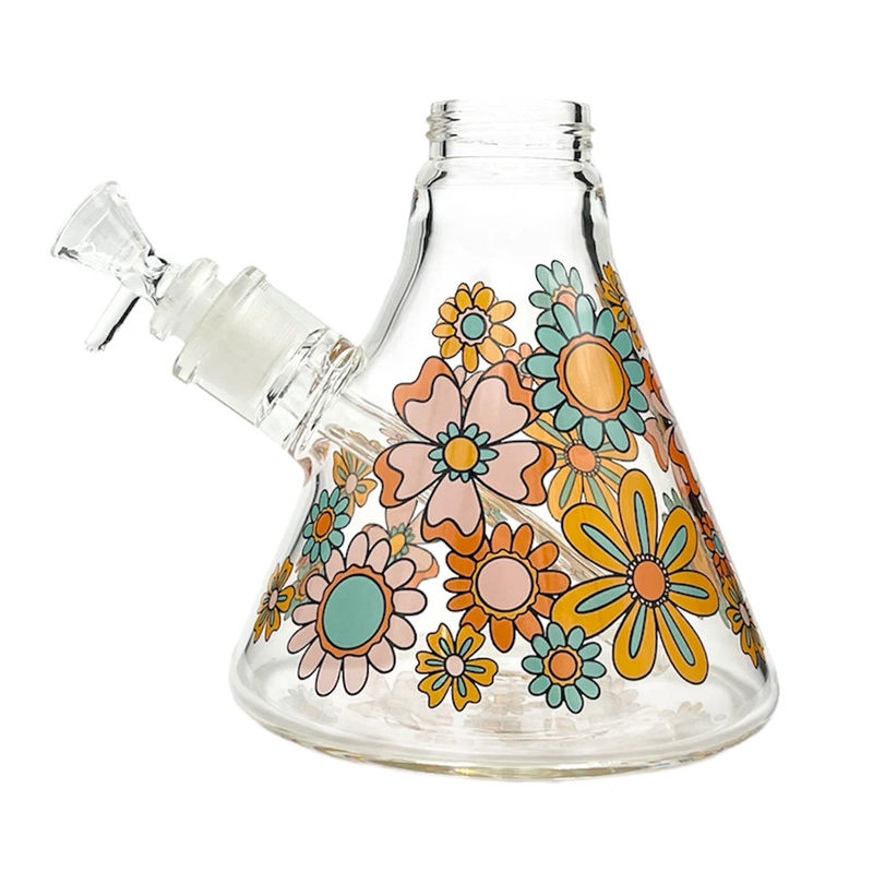Prism Pipes Replacement Custom Bong Bases - Type:Classic Beaker - Design:Flower Power