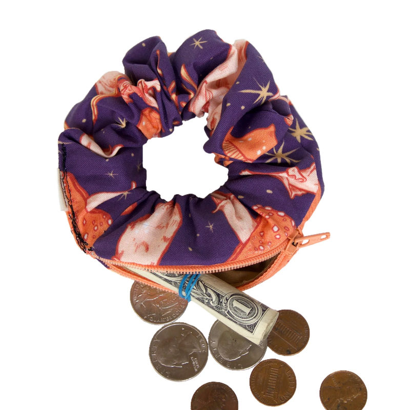 Blue Fiesta “Magical Mushrooms” Stash Pocket Scrunchie