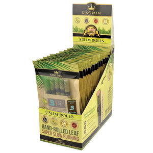 King Palm Slim - Natural Pre-Rolled Leaf Wraps - Quantity:Full Box (15 Packs, 75 Pre-Rolls)