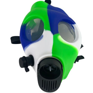 CaliConnected Silicone Gas Mask Bong - Color:Blue & Green & White