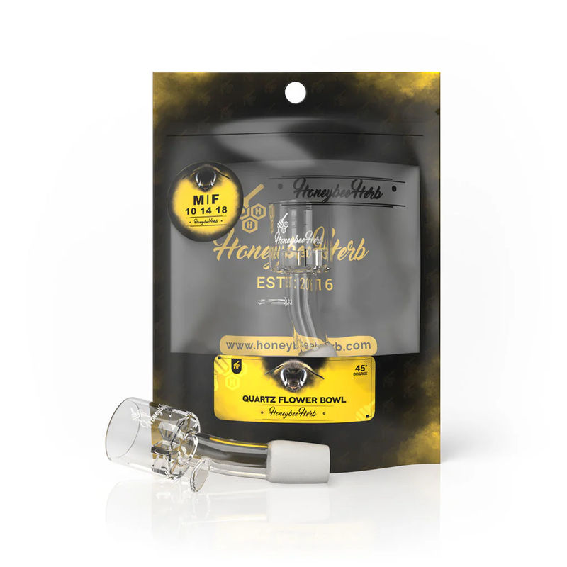 Honeybee Herb Quartz Flower Bowl - 14mm Male - Joint Angle:45° Degree