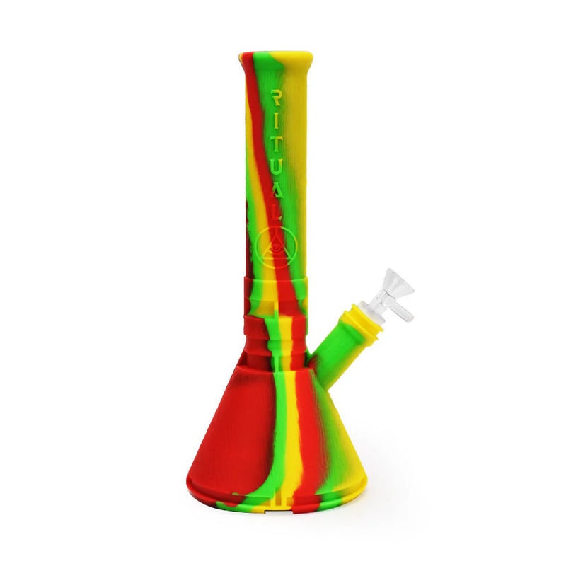Ritual 12” Deluxe Silicone Modular Beaker Bong - Color:Rasta