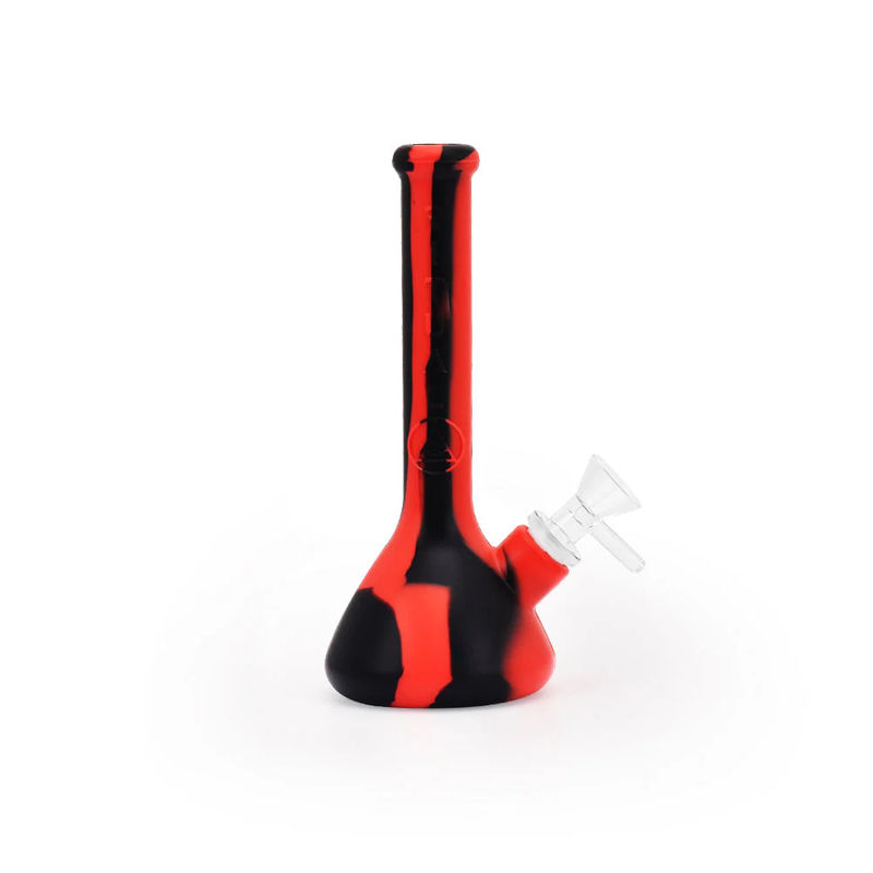 Ritual 7.5” Deluxe Silicone Mini Beaker Bong - Color:Black & Red