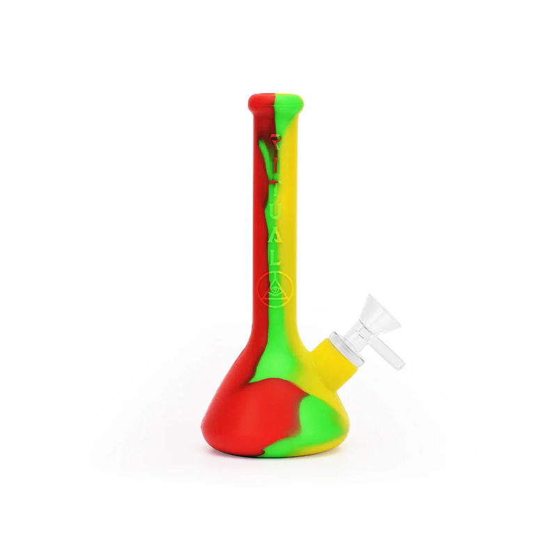Ritual 7.5” Deluxe Silicone Mini Beaker Bong - Color:Rasta