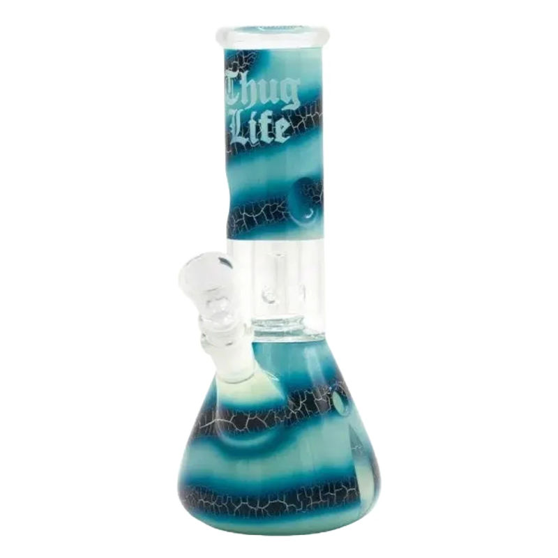Thug Life 8" Dome Perc Mini Bong - Color:Blue Ocean Swirl