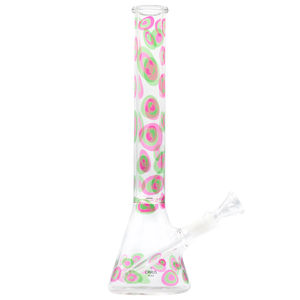 Cirrus Glass 13.5” Beaker Bong - Multiple Designs! - Style:Pink Pebble
