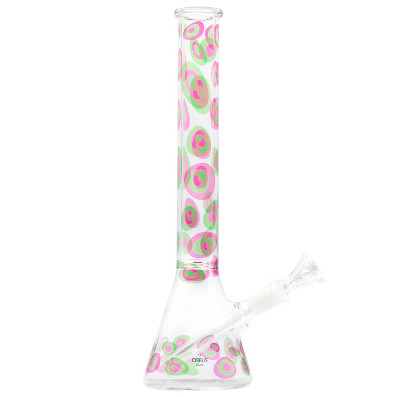 Cirrus Glass 13.5” Beaker Bong - Multiple Designs! - Style:Pink Pebble