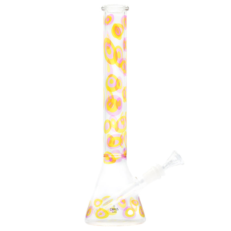 Cirrus Glass 13.5” Beaker Bong - Multiple Designs! - Style:Yellow Pebble