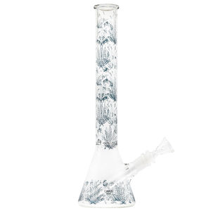 Cirrus Glass 13.5” Beaker Bong - Multiple Designs! - Style:Blue Sativa