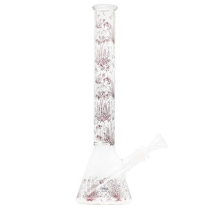 Cirrus Glass 13.5” Beaker Bong - Multiple Designs! - Style:Red Sativa